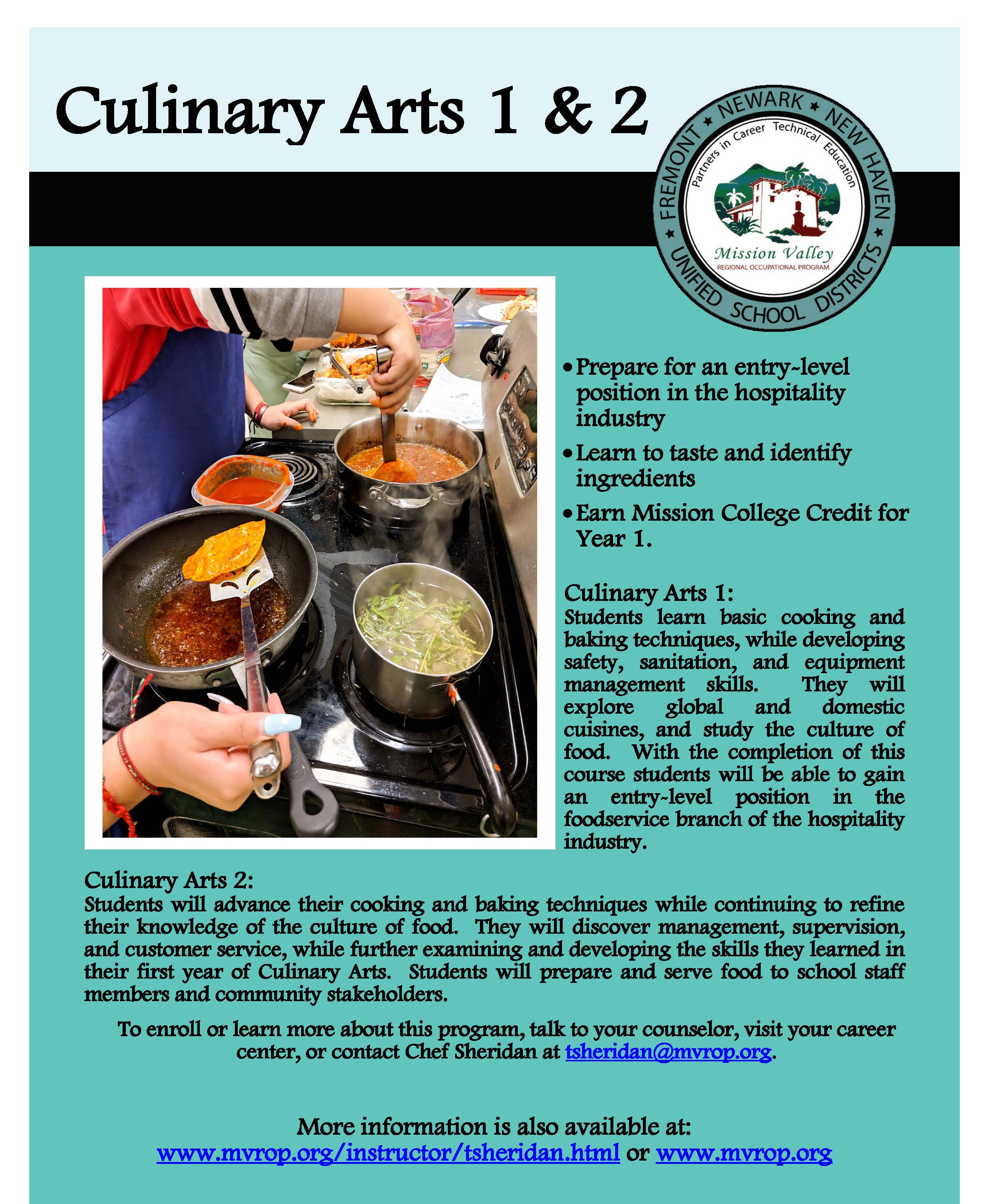 Culinary Arts flier 